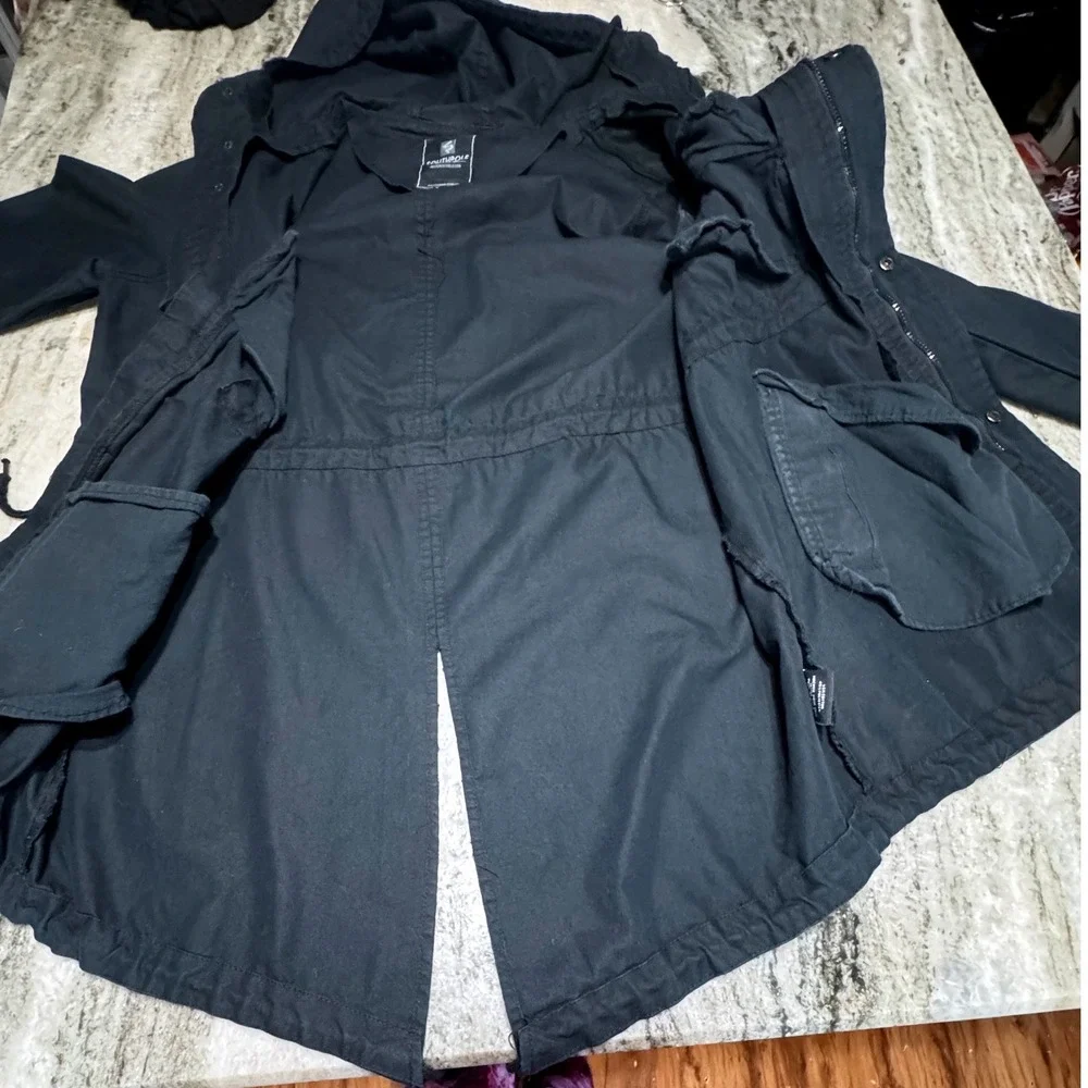 Southpole Fishtail Parka Jacket Mens L Hooded Utility Streetwear Black